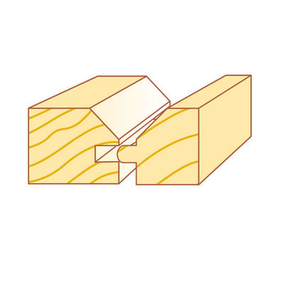 45 Degree V Notch Tongue And Groove Joint Router Bit Cutting 35mm Dia