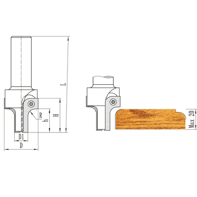 Extended Roundover Router Bit Carbide Insert Tooling IB20301 IB20303